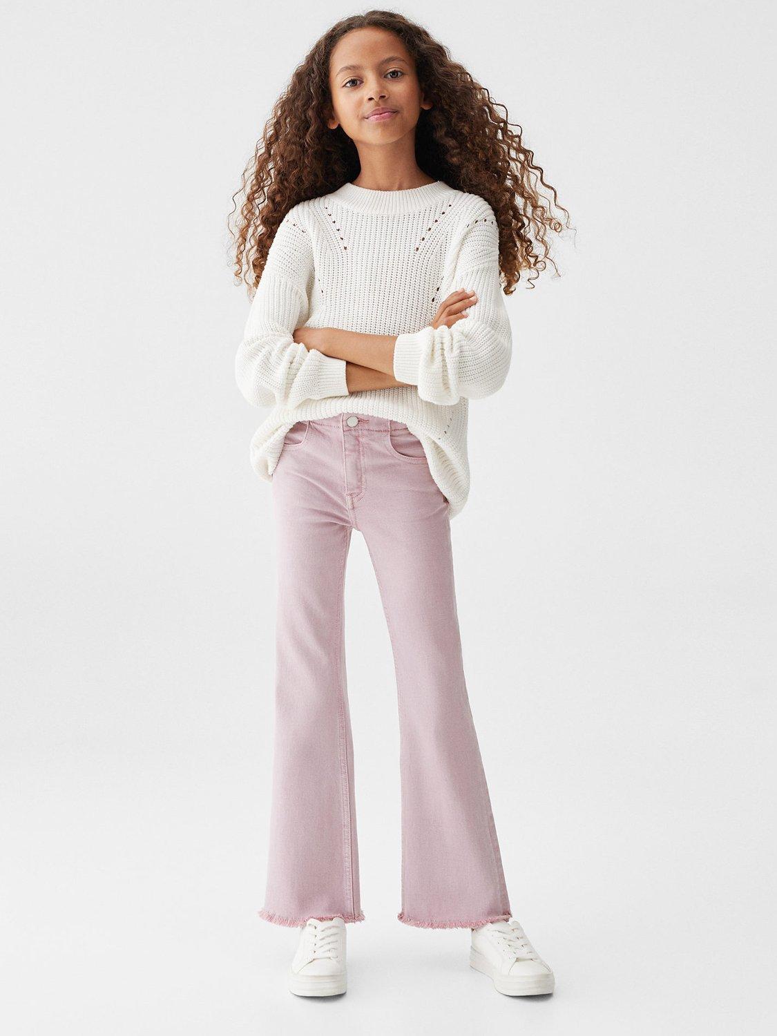 Product image 2 of 5, which shows Mango Kids' Ona Flared Denim Jeans, Light Pastel Purple, 8 years