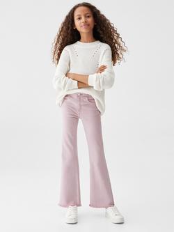 Mango Kids' Ona Flared Denim Jeans, Light Pastel Purple - view 2, Light Pastel Purple