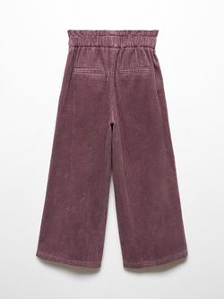 Mango Kids' Lina Cord Wide Leg Cropped Trousers - view 2, Medium Purple