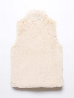 Mango Kids' Canela Faux Fur Waistcoat, Light Beige - view 2, Light Beige