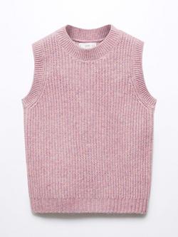 Mango Kids' Enea Rib Knit Gilet, Pastel Purple