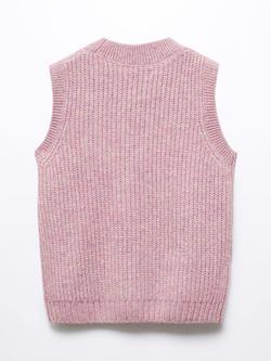 Mango Kids' Enea Rib Knit Gilet - view 2, Pastel Purple