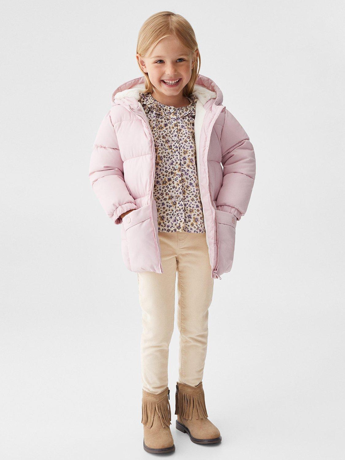 Product image 2 of 7, which shows Mango Baby Julong Faux Shearling Lined Hooded Padded Jacket, Light Pastel Pink, 9-12 months