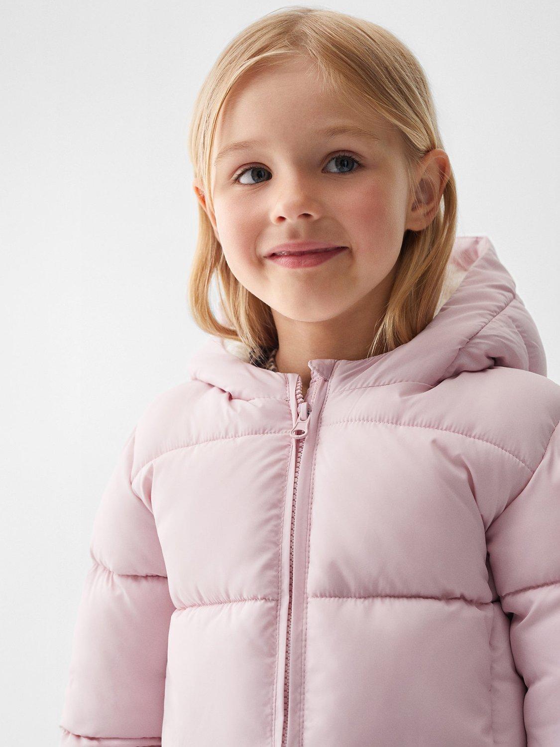 Product image 6 of 7, which shows Mango Baby Julong Faux Shearling Lined Hooded Padded Jacket, Light Pastel Pink, 9-12 months