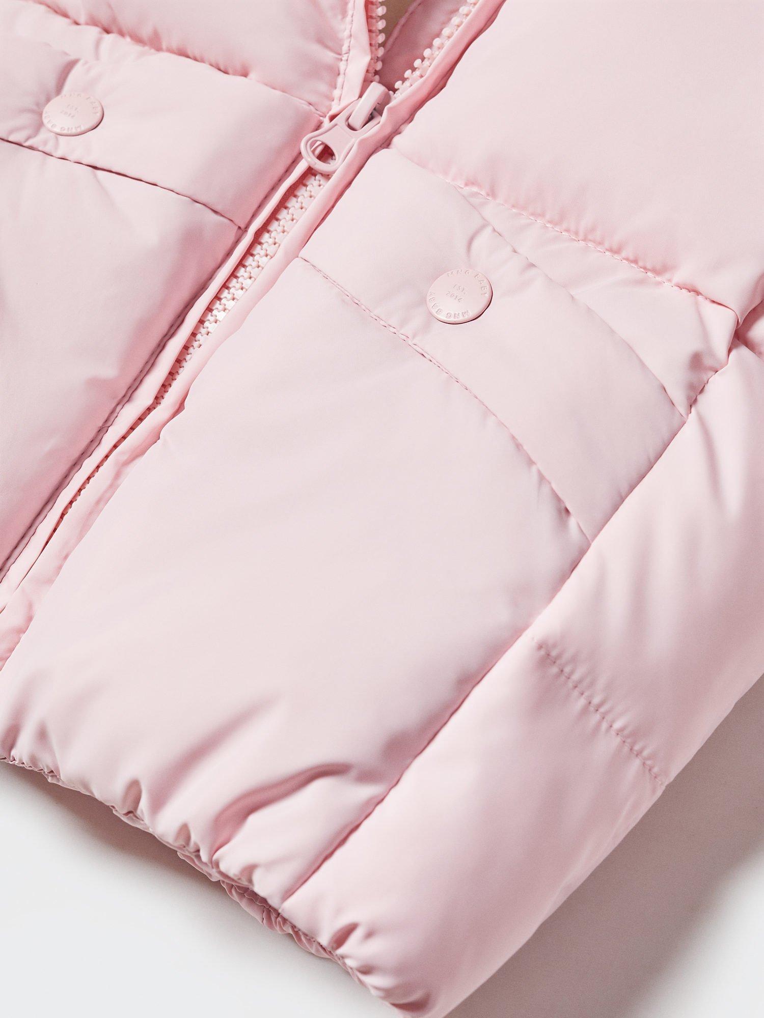 Product image 7 of 7, which shows Mango Baby Julong Faux Shearling Lined Hooded Padded Jacket, Light Pastel Pink, 9-12 months