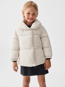 Mango Baby Candiju Turtle Neck Quilted Jacket, Light Beige, Light Beige