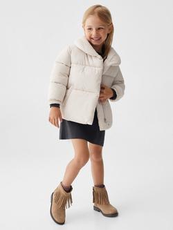 Mango Baby Candiju Turtle Neck Quilted Jacket, Light Beige - view 2, Light Beige