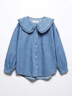 Mango Kids' Andrea Babydoll Blouse, Blue, Blue