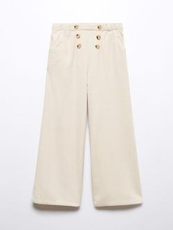 Mango Kids' Loreto Corduroy Culotte Trousers, Light Beige, Light Beige