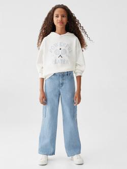 Mango Kids' Sabrina Cargo Style Jeans, Open Blue - view 2, Open Blue