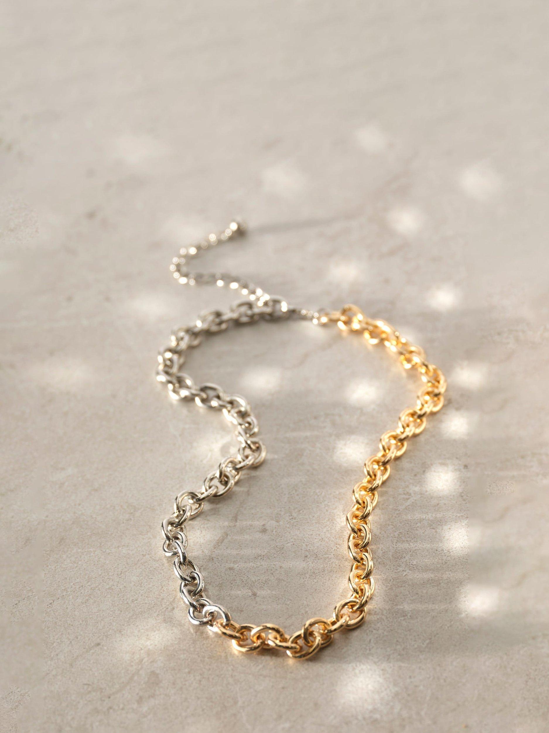 Product image 1 of 4, which shows Mint Velvet Mixed Metal Chain Necklace, Multi