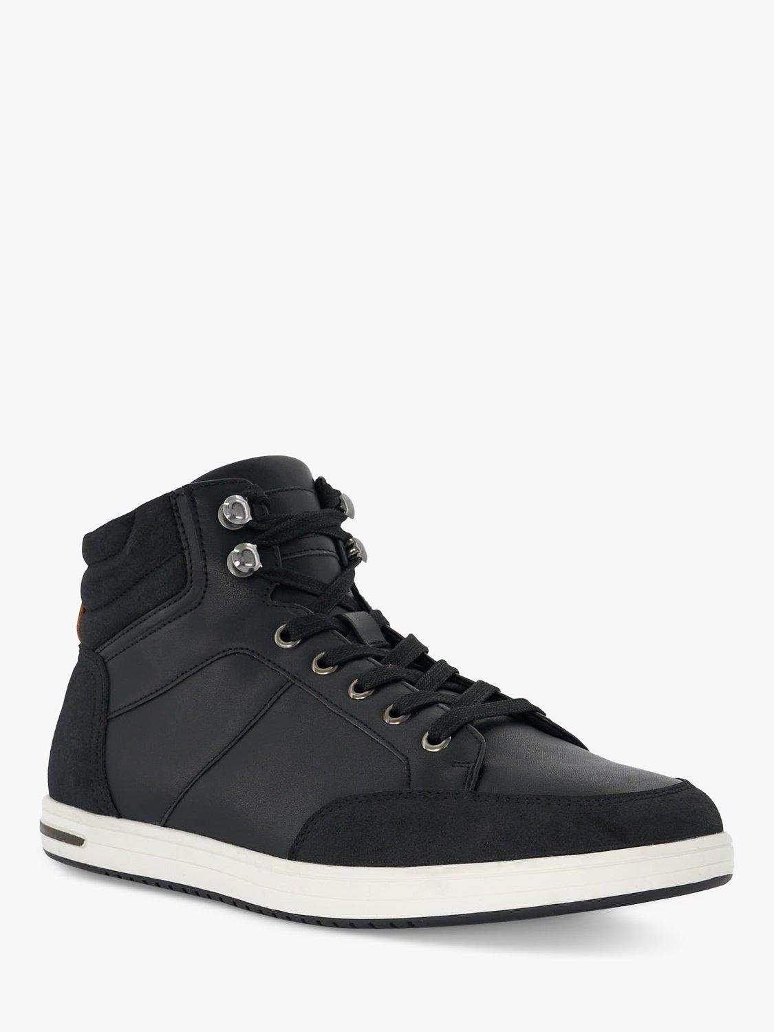Dune Sutton Leather High Top Trainers Black