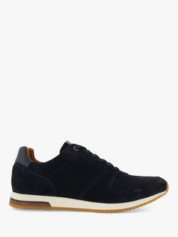 Dune London Trilogy Suede Runner Trainers, Navy