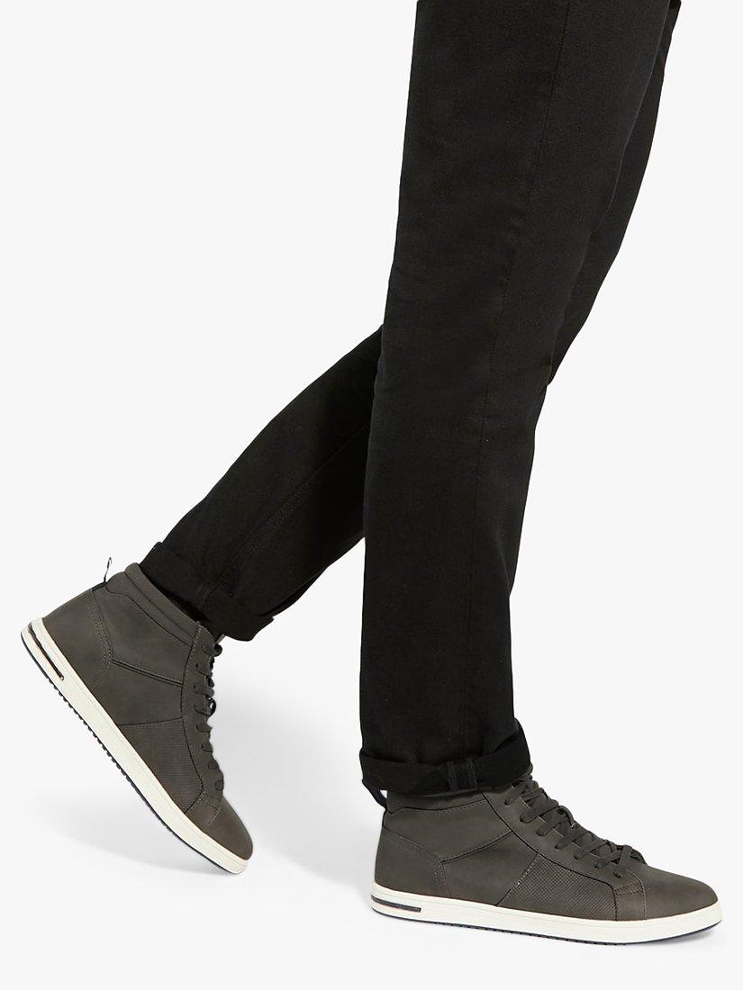 Dune Sezzy Suedette Hi Top Trainers Dark Grey