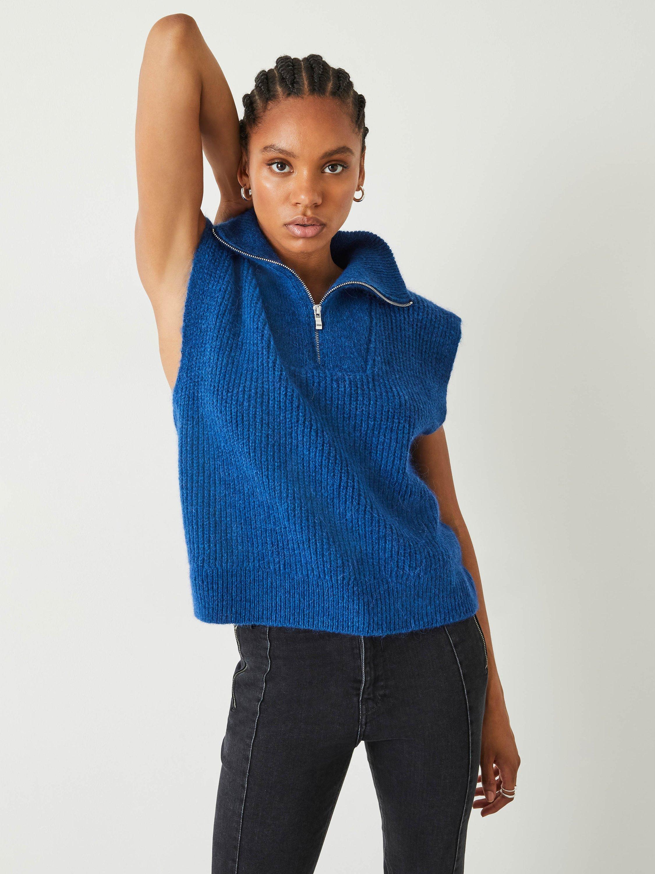HUSH Dalia Zip Knit Vest, Inky Blue