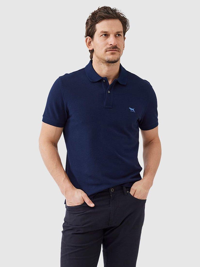 Product image 1 of 5, which shows Rodd & Gunn The Gunn Cotton Slim Fit Short Sleeve Polo Shirt, Eclipse, XS