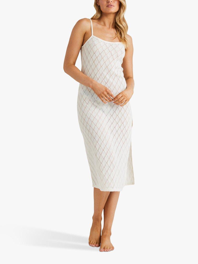 Billabong Day Cream Crochet Midi Dress Salt Crystal