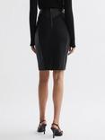 Reiss Raya Leather Pencil Skirt, Black