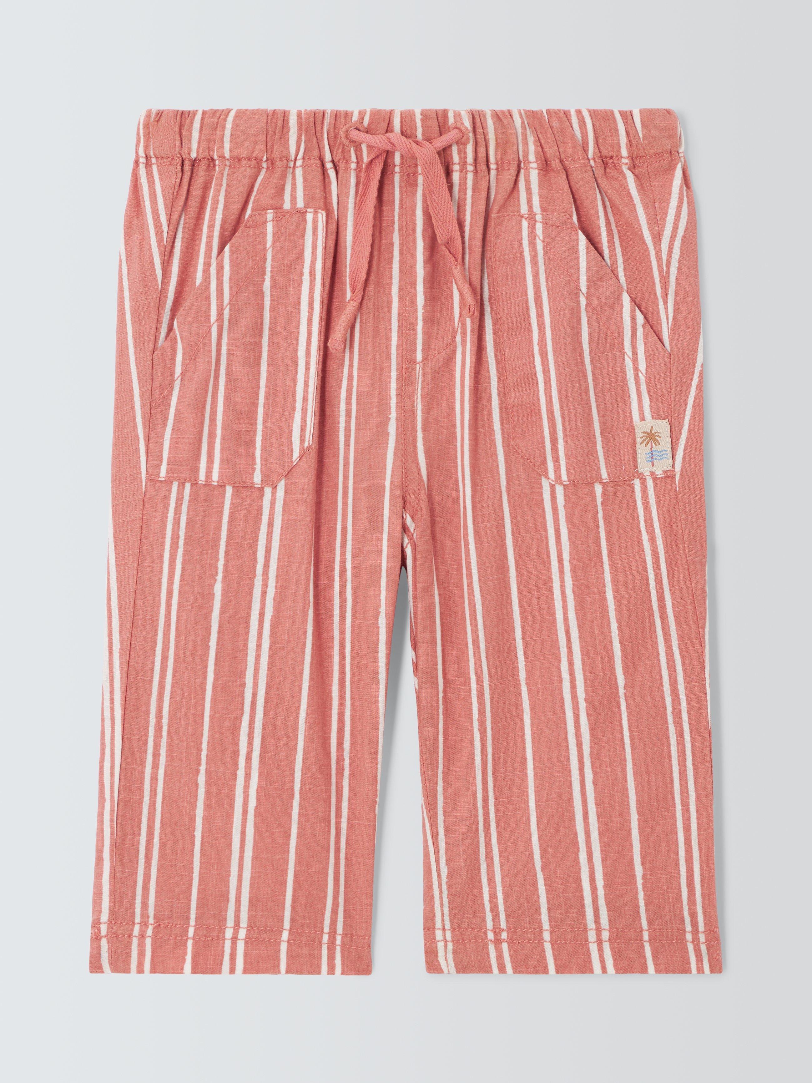 John Lewis Baby Stripe Trousers, Red/White