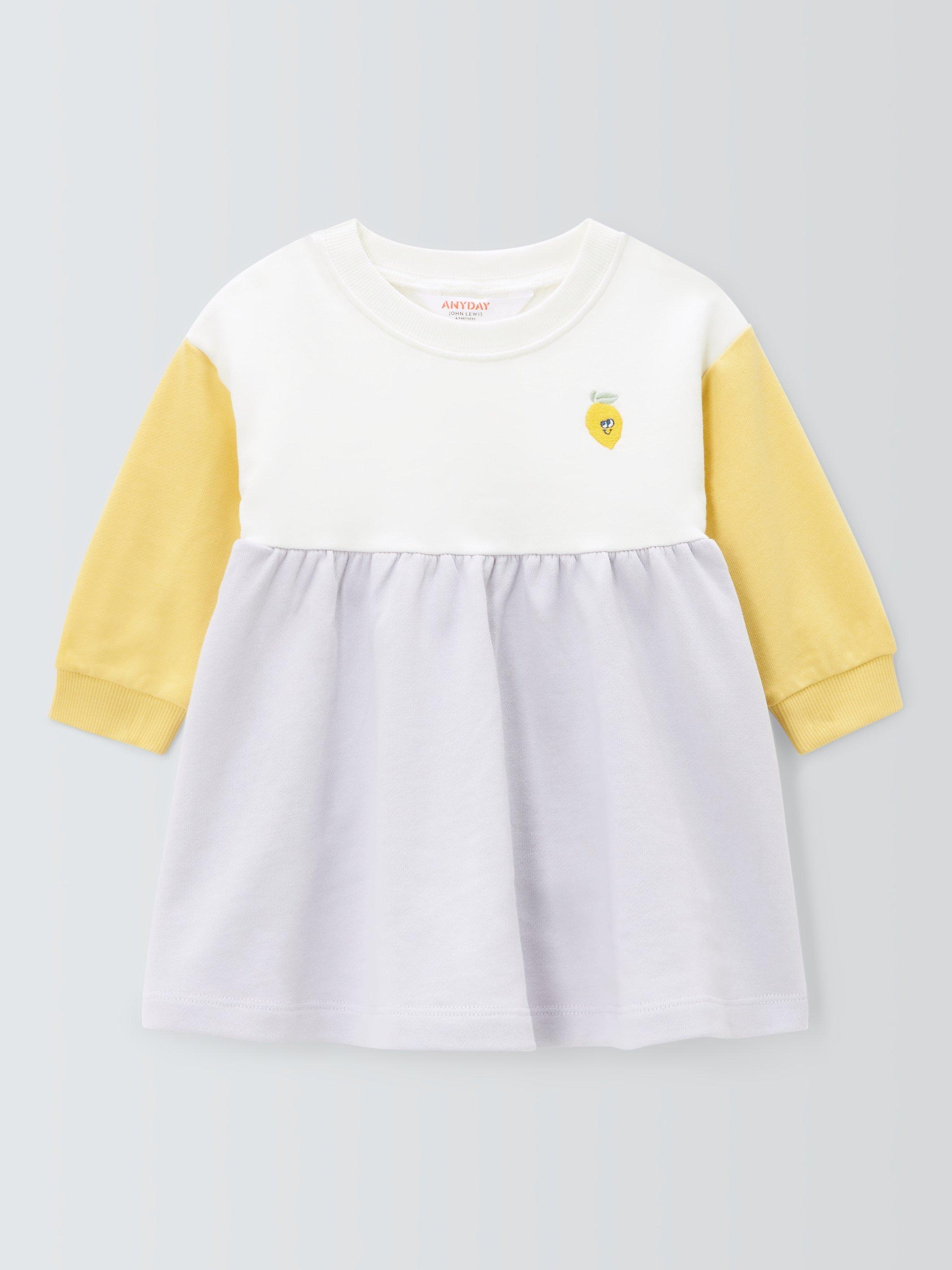 John Lewis ANYDAY Baby Lemon Colour Block Dress, Multi