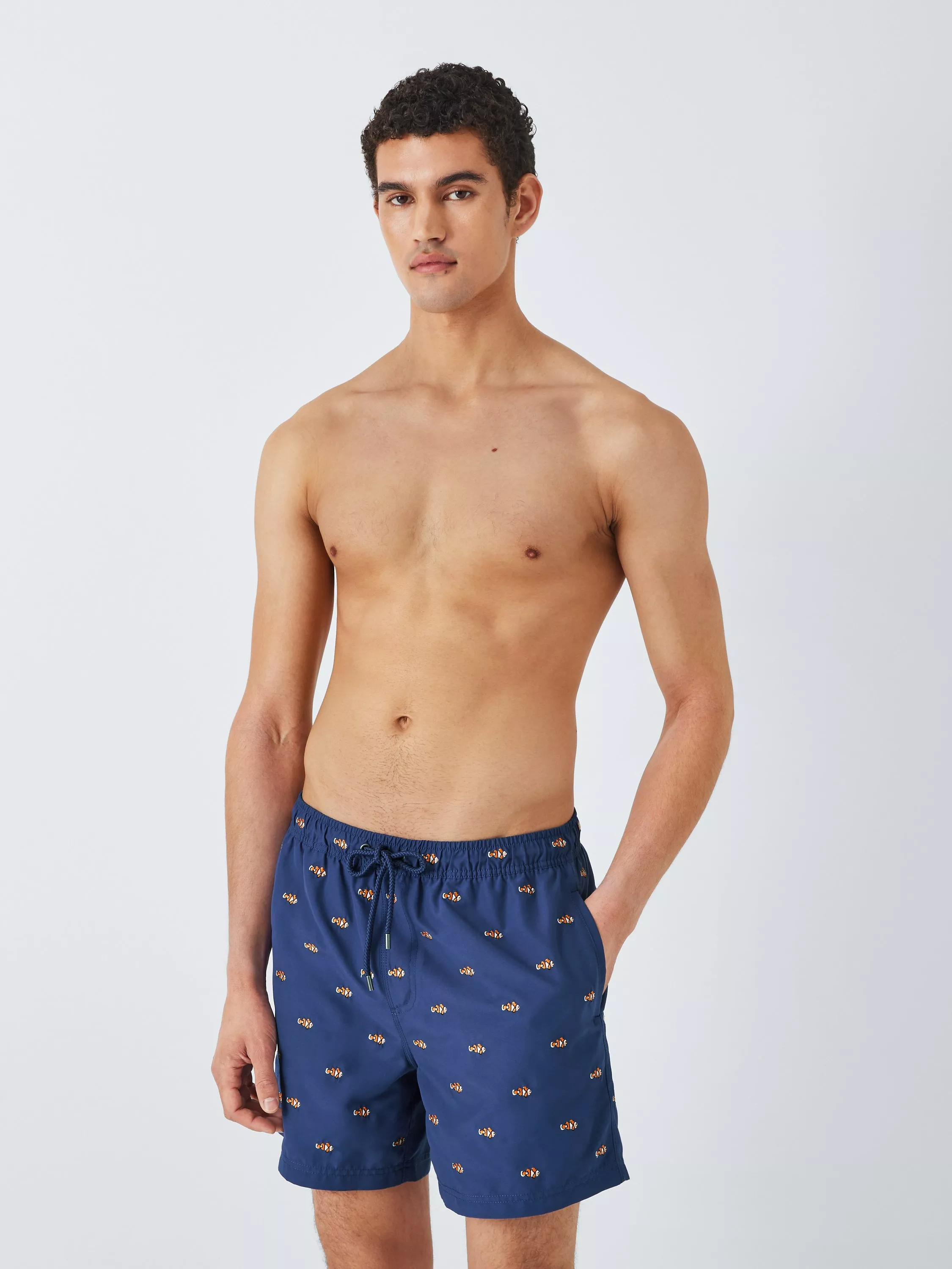 John Lewis Embroidered Clownfish Swim Shorts Navy