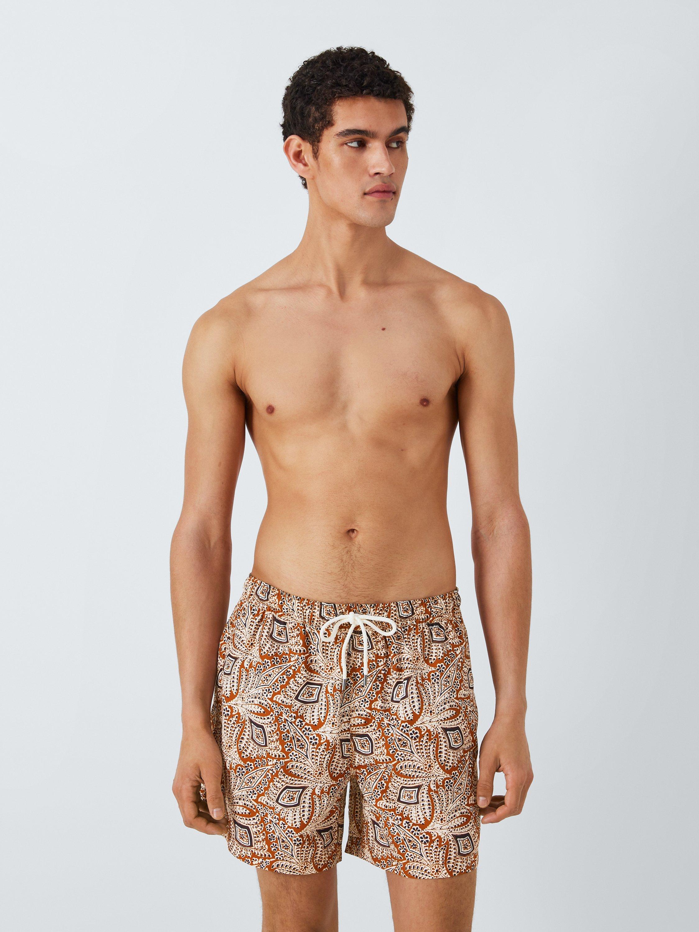 John Lewis Paisley Print Swim Shorts, Pink/Multi