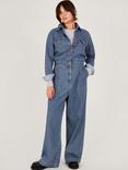 Monsoon Etta Wide Leg Denim Jumpsuit, Denim Blue