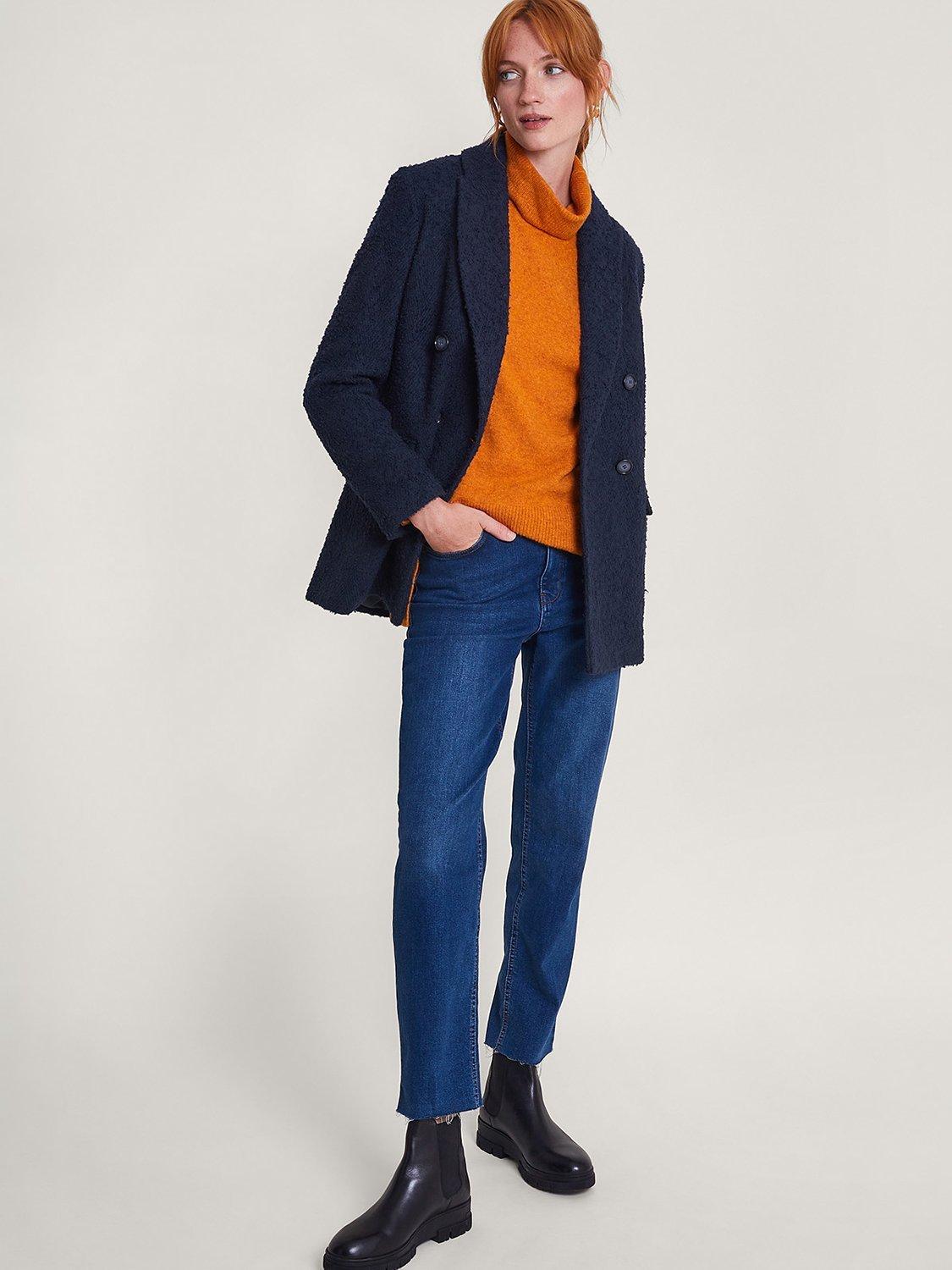 Monsoon Betsy Blazer Coat, Navy