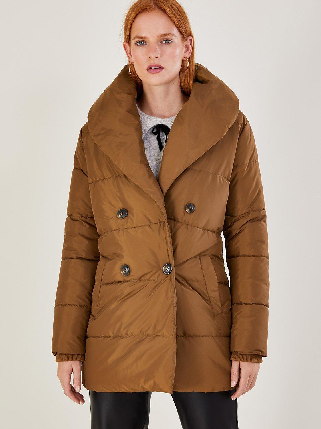 Monsoon Shannon Sustainable Padded Short Coat, Caramel