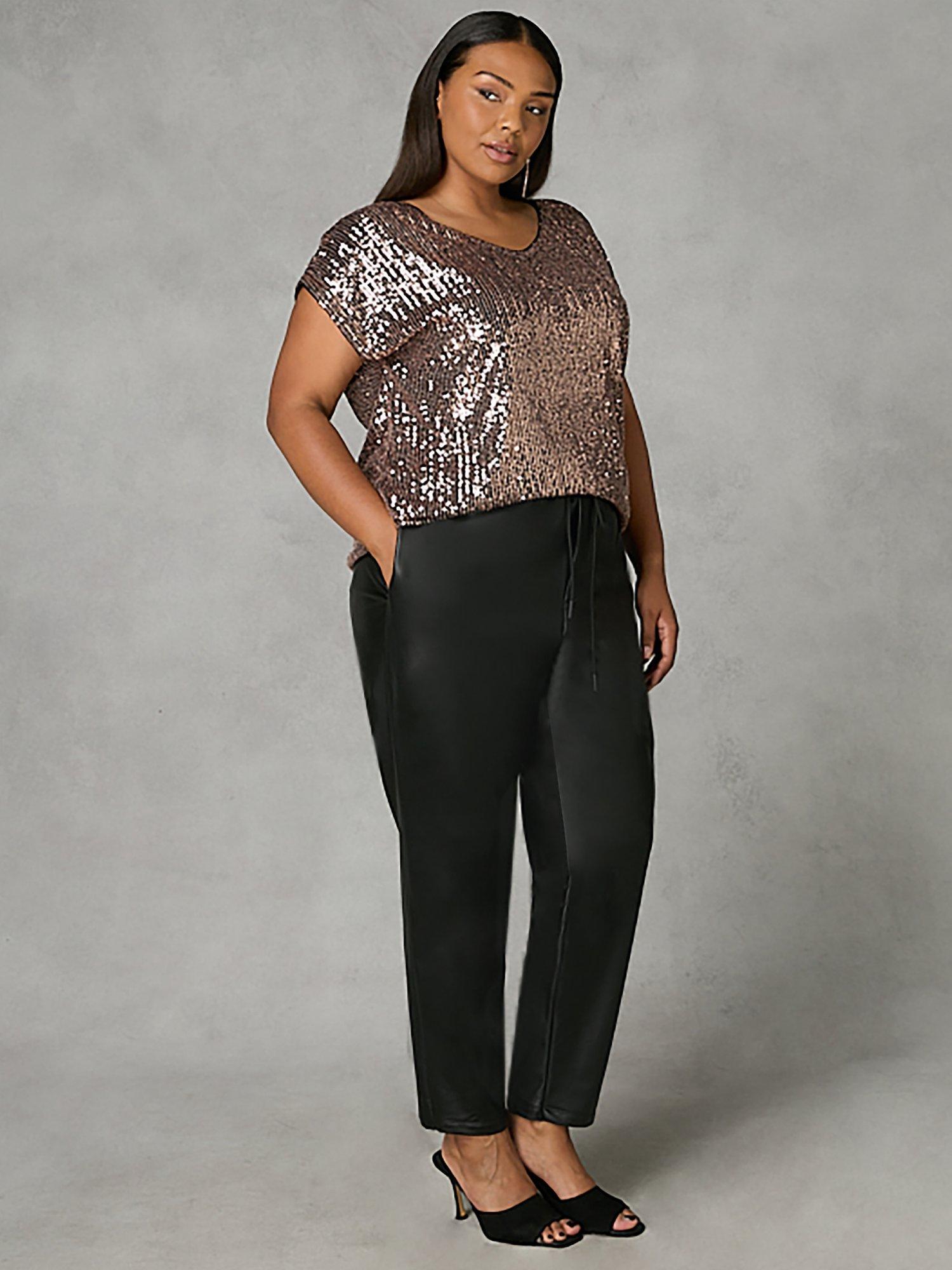 Faux leather joggers plus size clearance