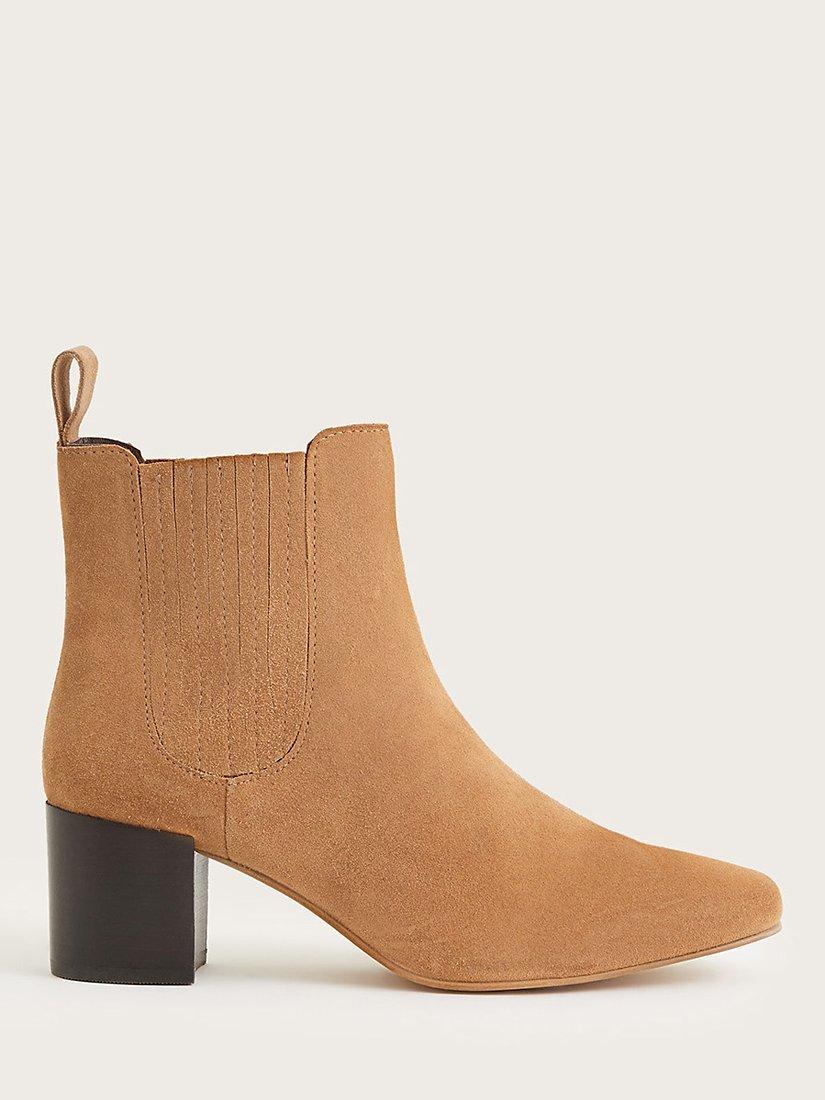 Monsoon Square Toe Suede Chelsea Boots, Tan
