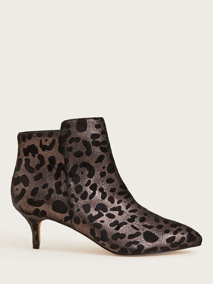 Monsoon Leopard Print Ankle Boots Bronze Black