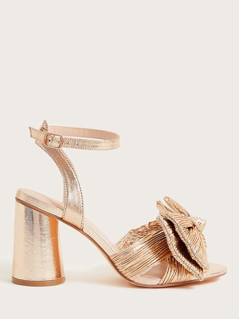 Monsoon Shimmer Fabric Bow Sandals, Gold