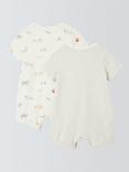 John Lewis Baby Farm Print Short Romper, Pack of 2, Cream