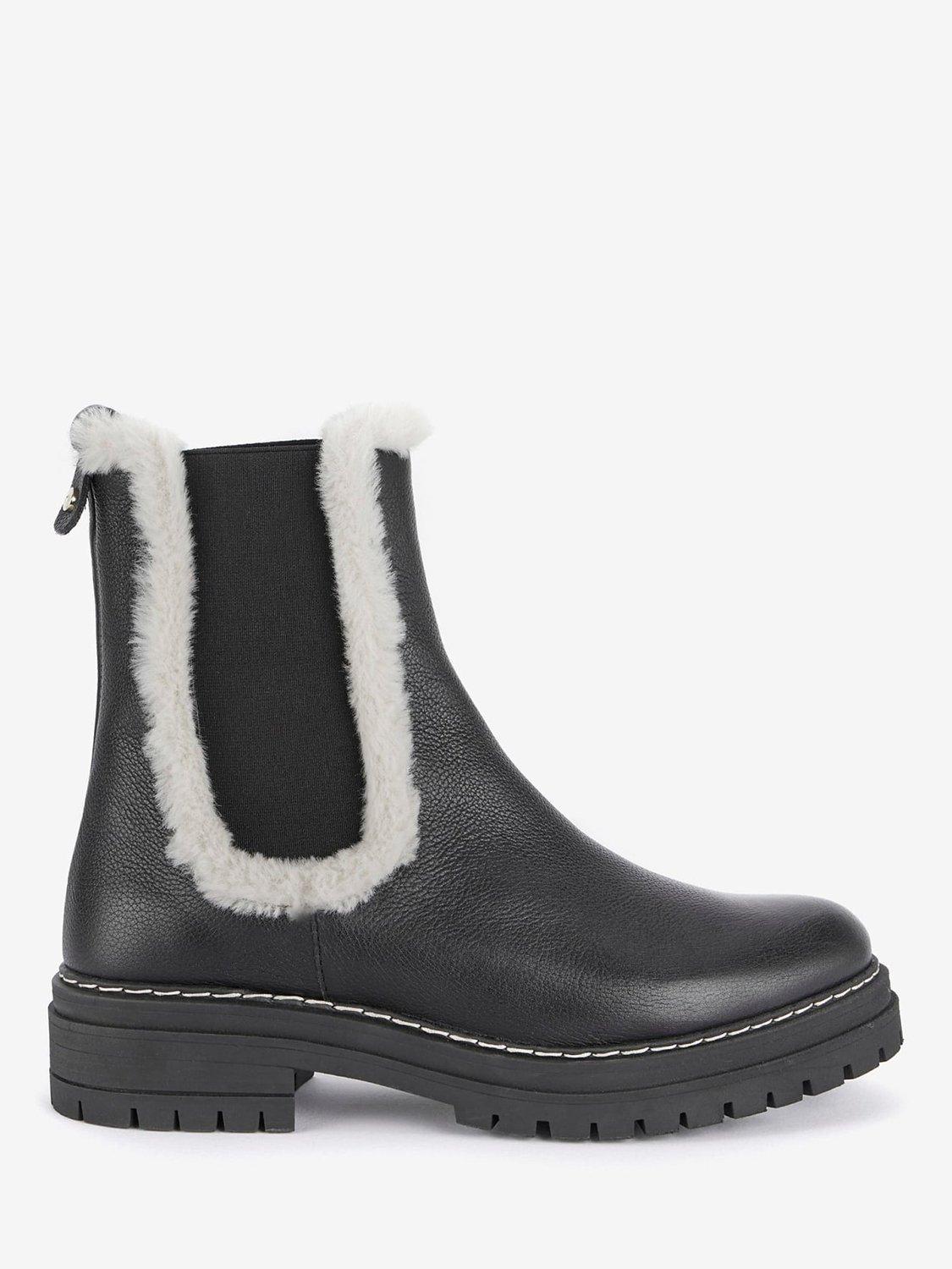 Mint Velvet Shearling Chelsea Boots, Black