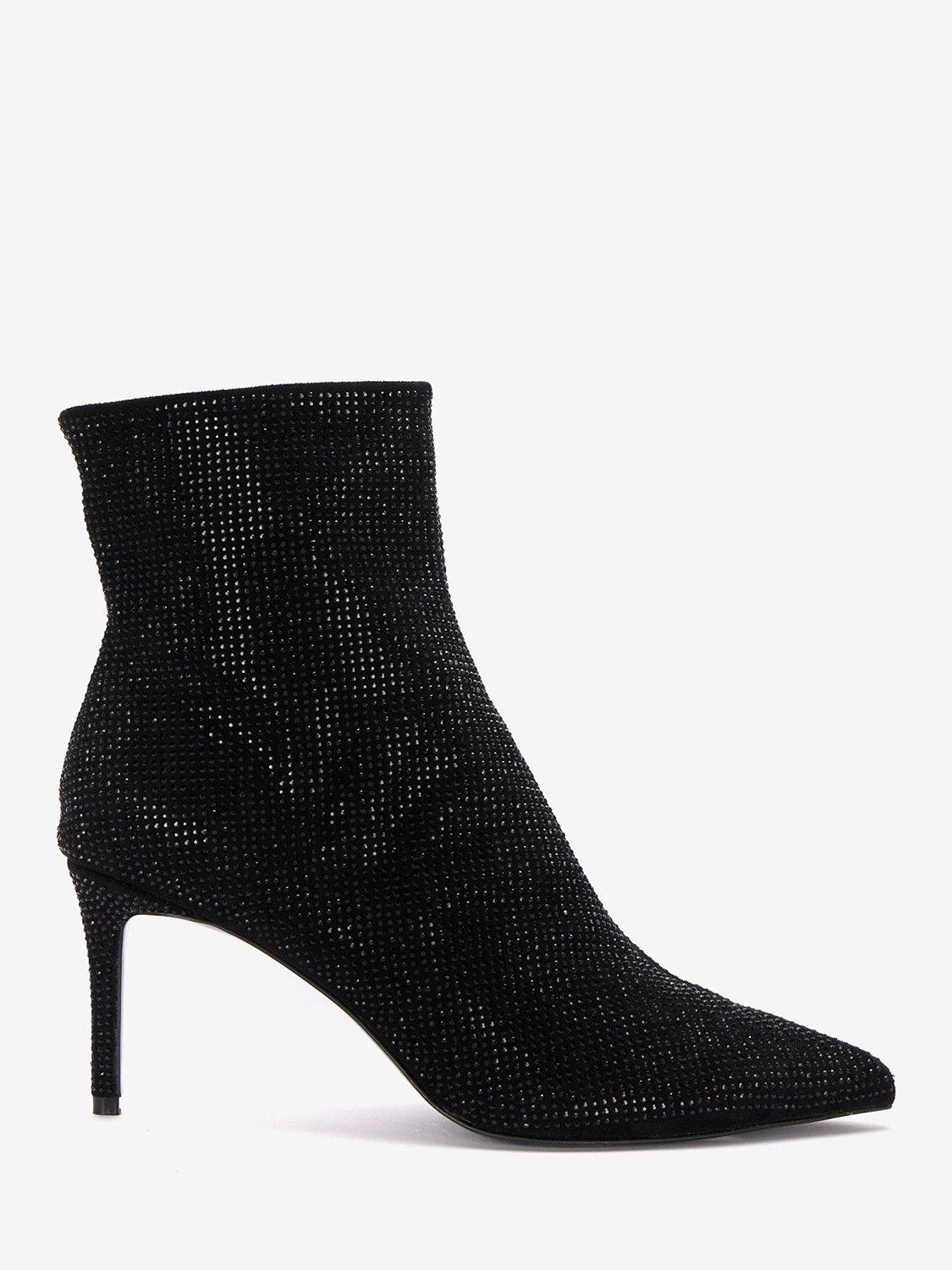 Mint Velvet Sparkle Ankle Boots, Black
