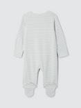 John Lewis Baby I Love Mummy Stripe Sleepsuit, Grey/Cream, Grey/Cream