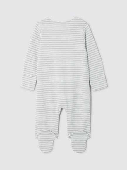 John Lewis Baby I Love Mummy Stripe Sleepsuit, Grey/Cream - view 2, Grey/Cream