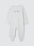 John Lewis Baby Cotton I Love Daddy Stripe Sleepsuit, Cream/Grey, Cream/Grey