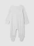 John Lewis Baby Cotton I Love Daddy Stripe Sleepsuit, Cream/Grey