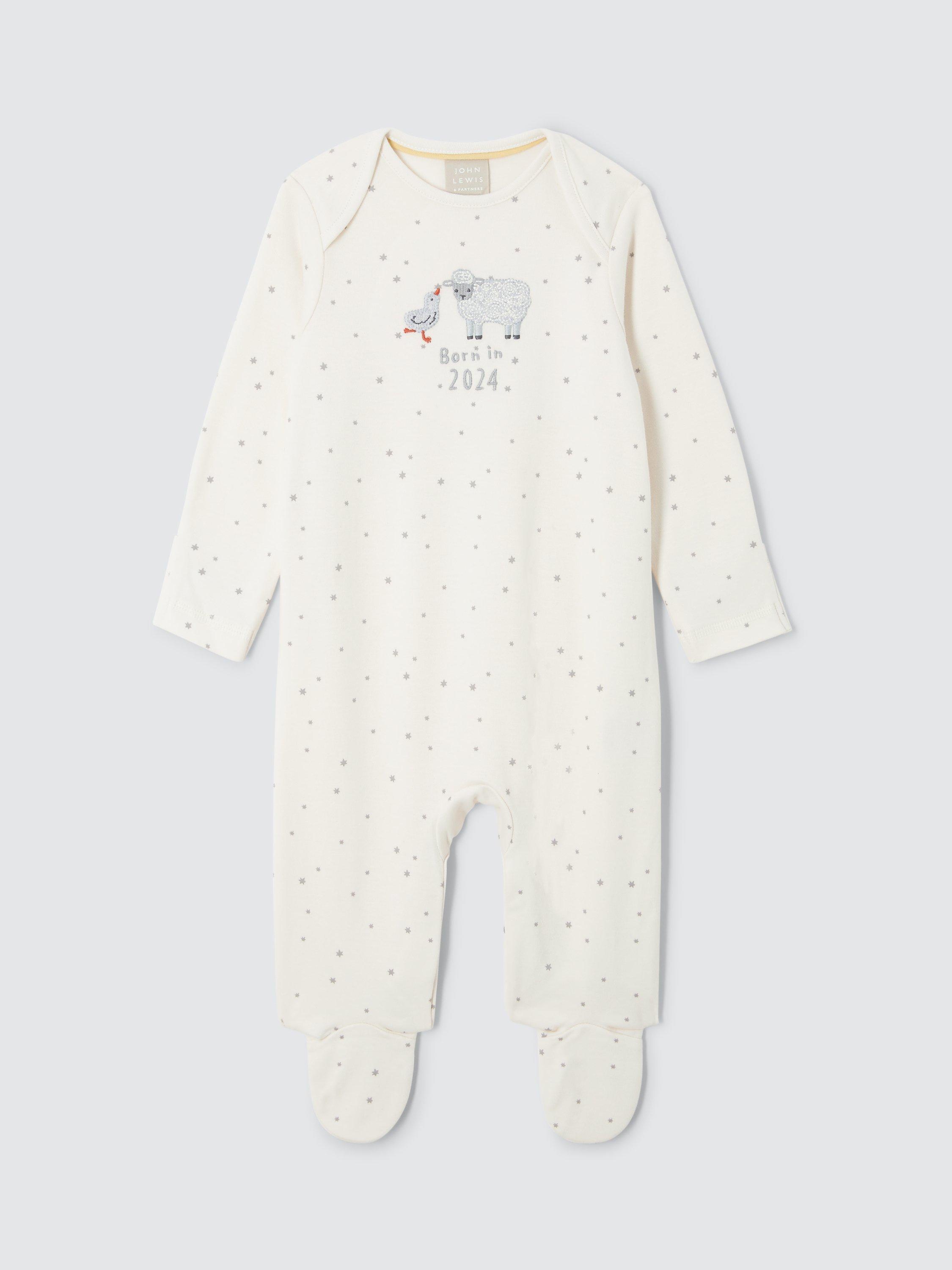 John Lewis Baby Born in 2024 Star Sleepsuit, Cream, 3-6 months