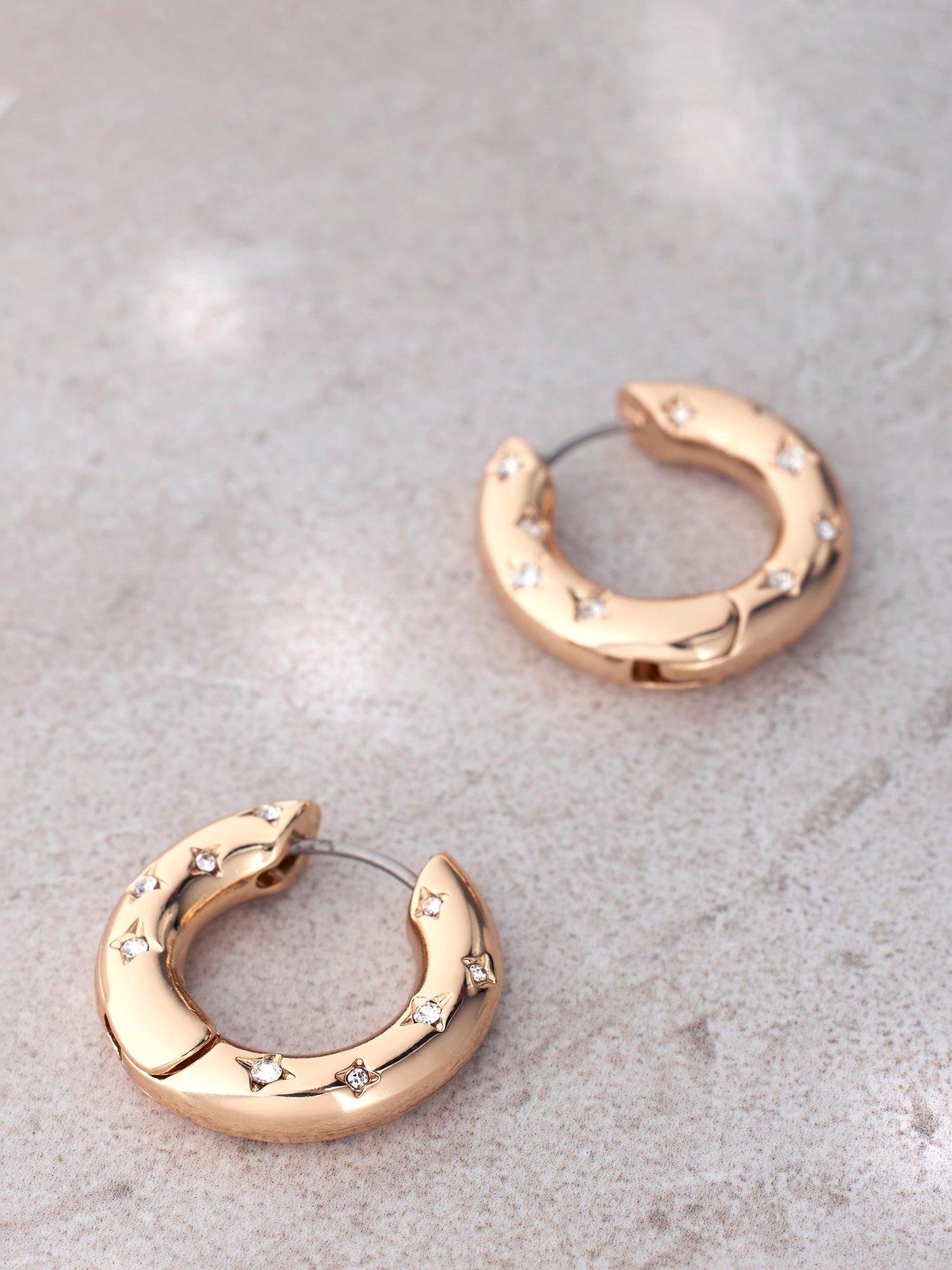Mint Velvet Starburst Hoop Earrings, Gold, One Size