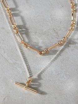 Mint Velvet Mixed Metal Layered Necklace, Gold/Silver - view 2, Gold/Silver