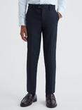 Reiss Kids' Hope Wool Blend Tailored Trousers, Navy