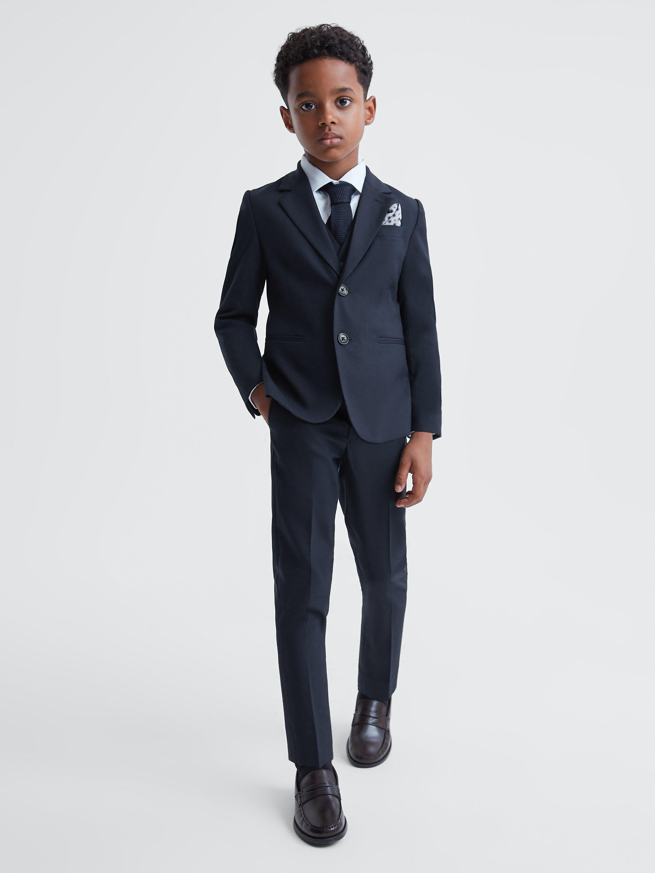 Product image 4 of 5, which shows Reiss Kids' Hope Wool Blend Tailored Trousers, Navy, 13-14 years