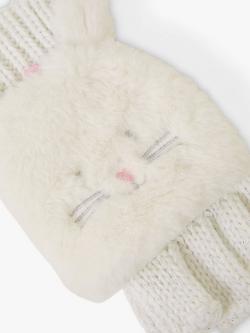 Angel by Accessorize Kids' Fluffy Bunny Capped Gloves, Ivory - view 2, Ivory