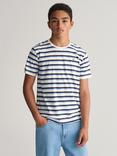 GANT Kids' Stripe Short Sleeve T-Shirt, Blue/White