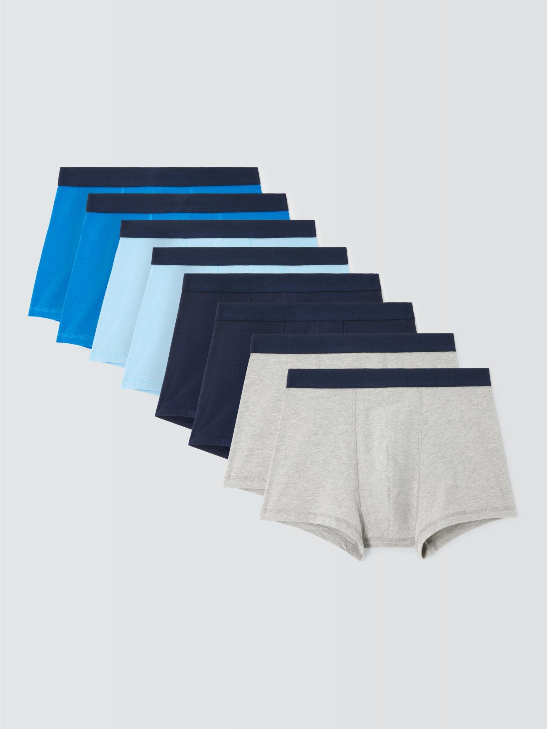 John Lewis ANYDAY Plain Trunks, Pack of 8, Blue/Grey