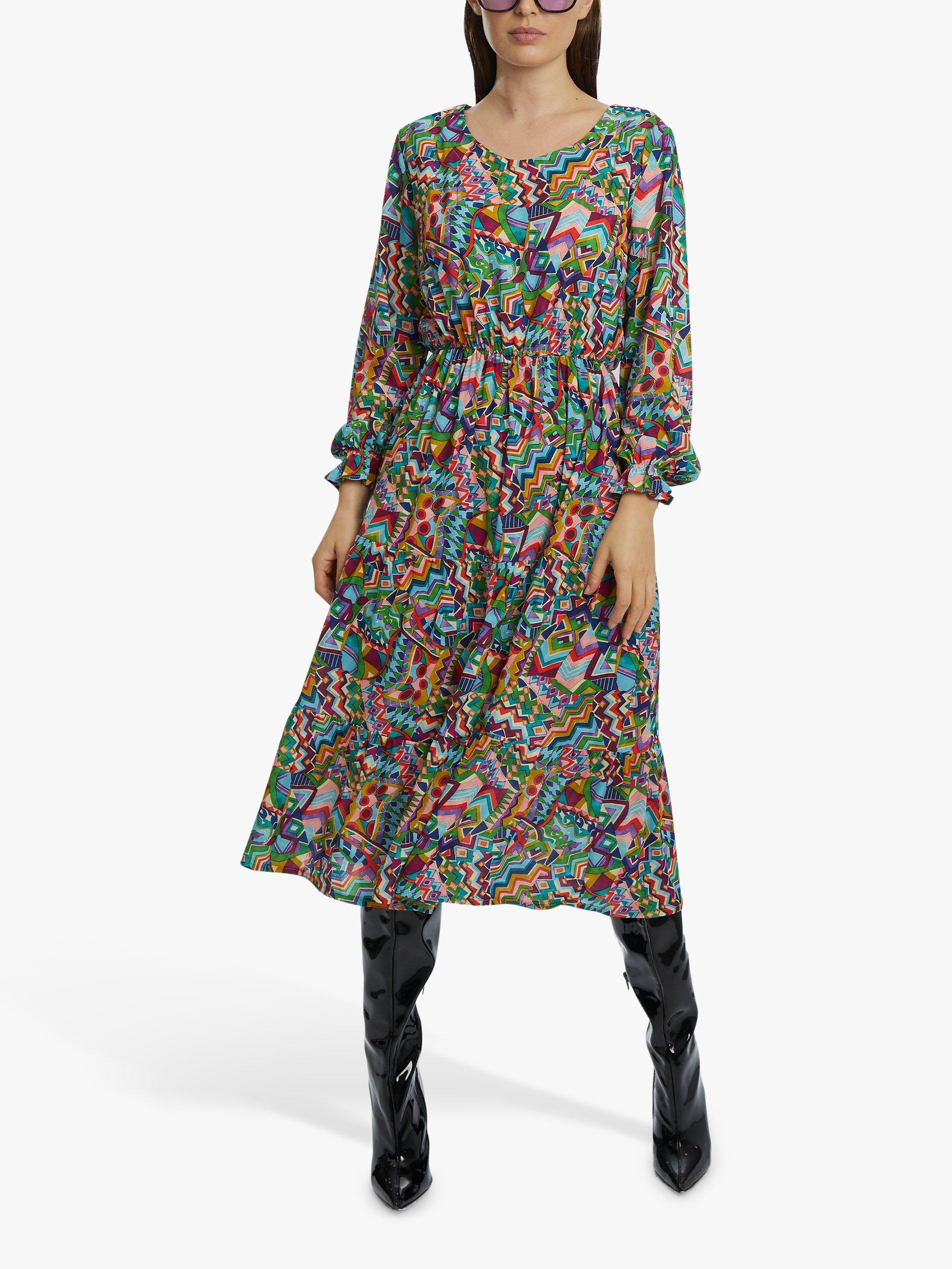 Product image 1 of 5, which shows James Lakeland Abstract Print Tiered Midi Dress, Multi, 8