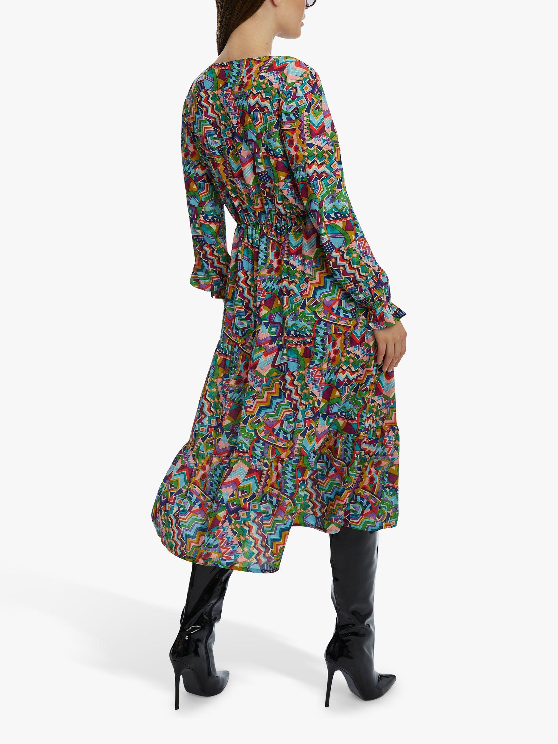 Product image 2 of 5, which shows James Lakeland Abstract Print Tiered Midi Dress, Multi, 8